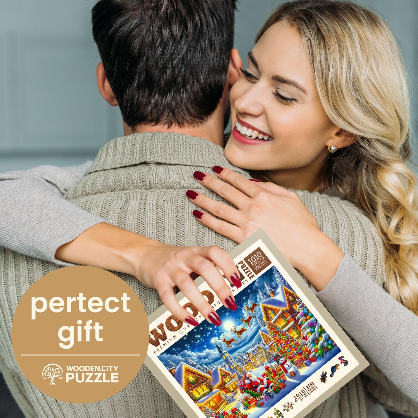 WOODEN.CITY Santa’s Joyful Journey 1000-Piece Wooden Puzzle – Made in EU | 21.25 x 15.5 in