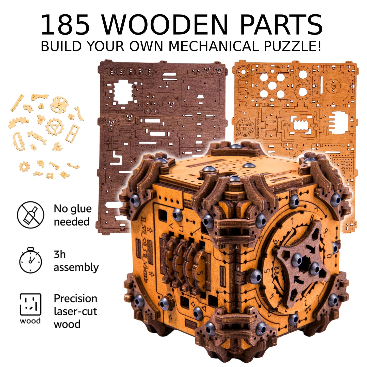 WOODEN.CITY Tesseract's Secret: 3D Wooden Puzzle Box for Adults