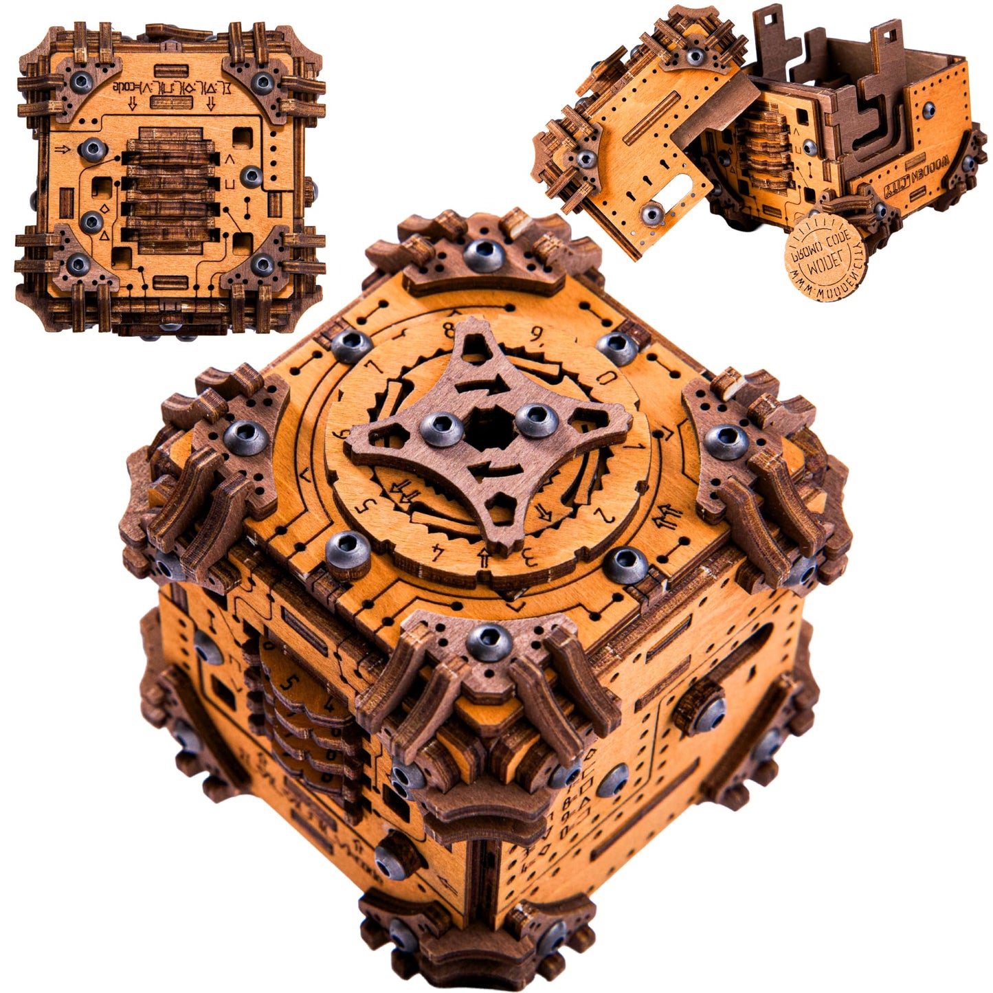 WOODEN.CITY Tesseract's Secret: 3D Wooden Puzzle Box for Adults