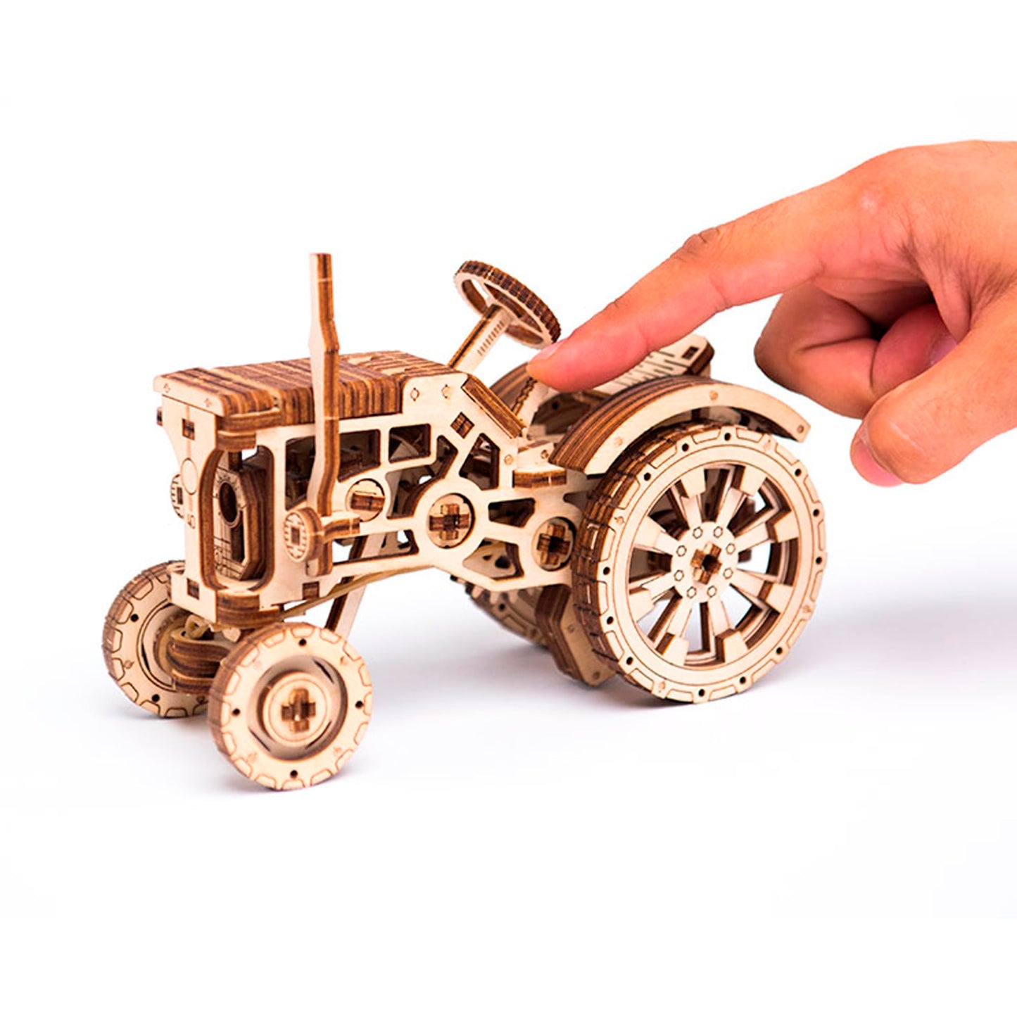 WOODEN.CITY Tractor 3D Puzzle for Adults – 148-Piece Moving-Wheel Mechanical Farm Tractor, EU-Made