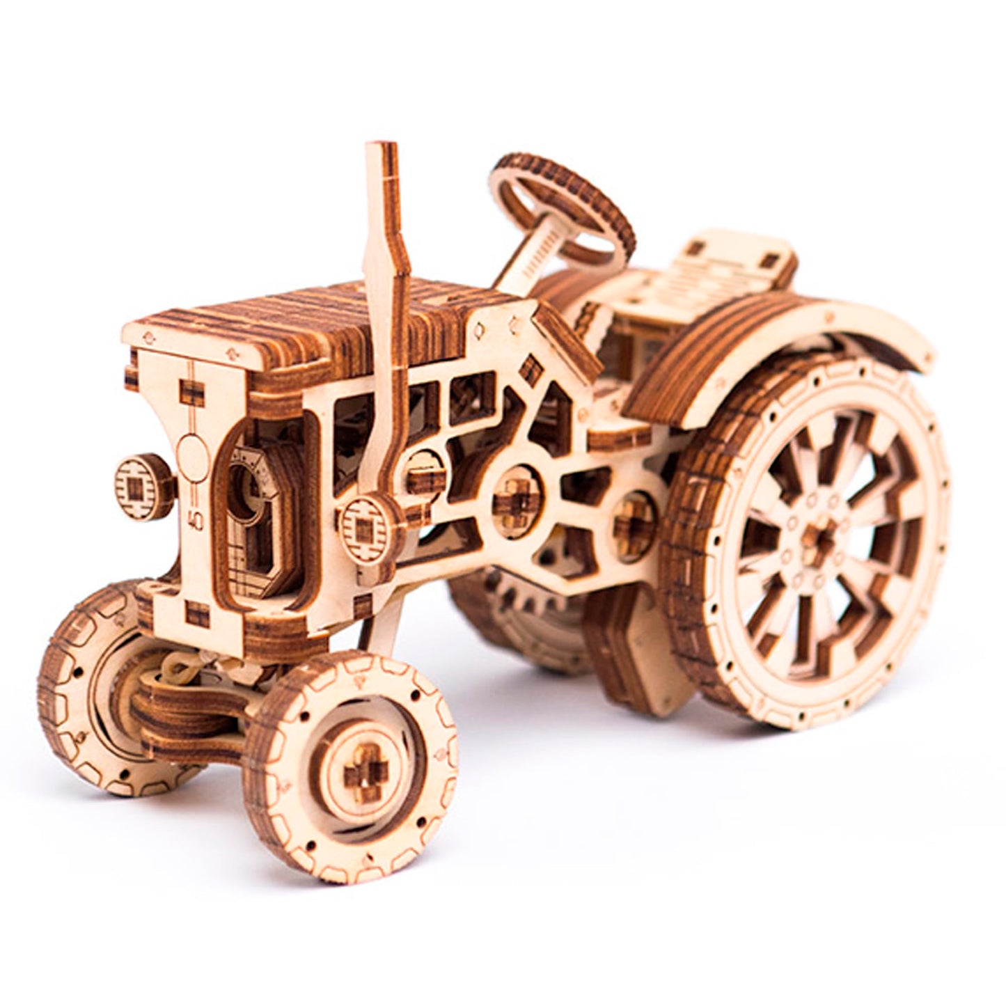WOODEN.CITY Tractor 3D Puzzle for Adults – 148-Piece Moving-Wheel Mechanical Farm Tractor, EU-Made
