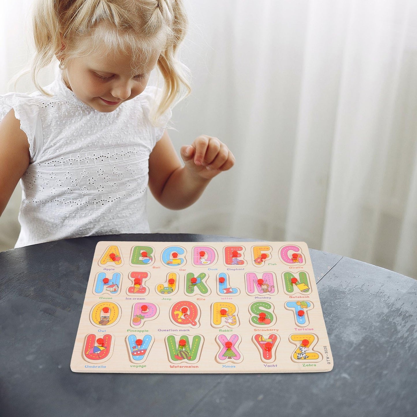 Alphabet Puzzle Set for Toddlers 3+ | Wooden ABC Puzzles with Board & Letter Blocks | Montessori-Inspired Preschool Learning Toy