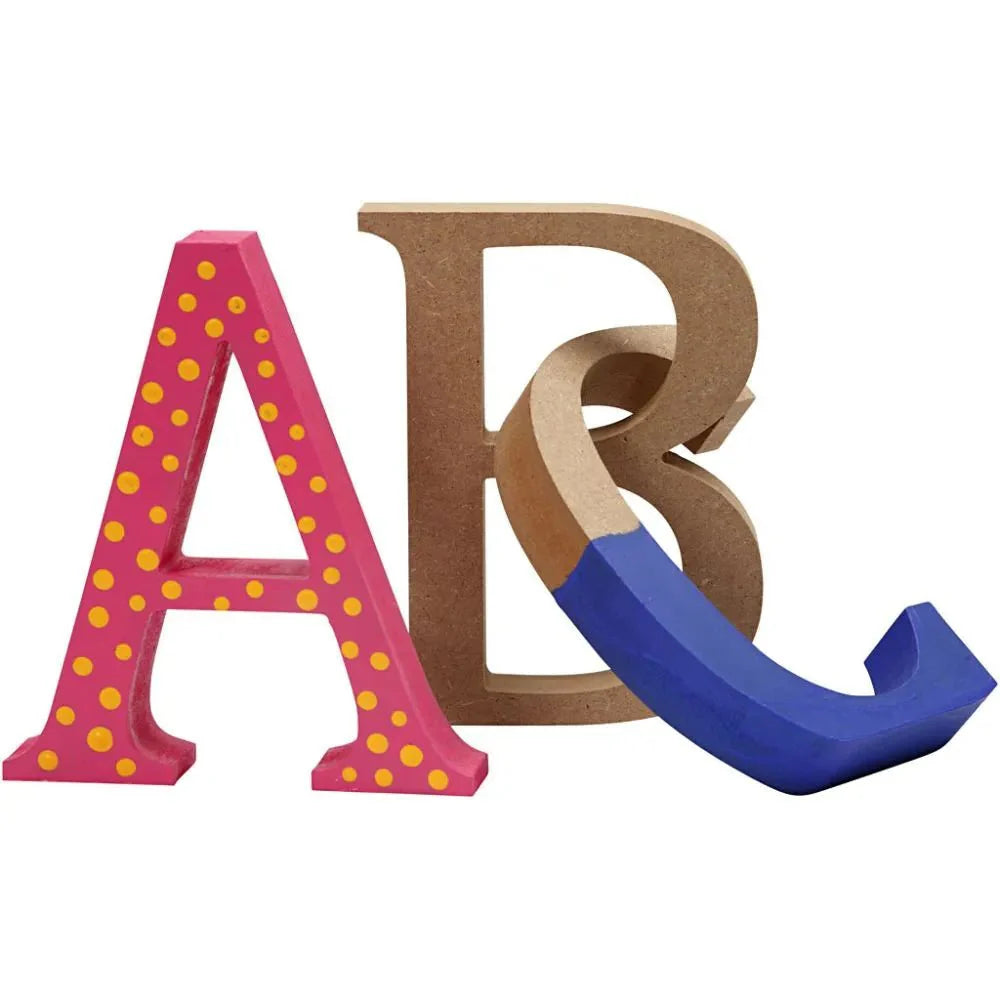 Wooden Letters 8cm MDF Capital Letters Numbers & Symbols for Crafts Free Standing