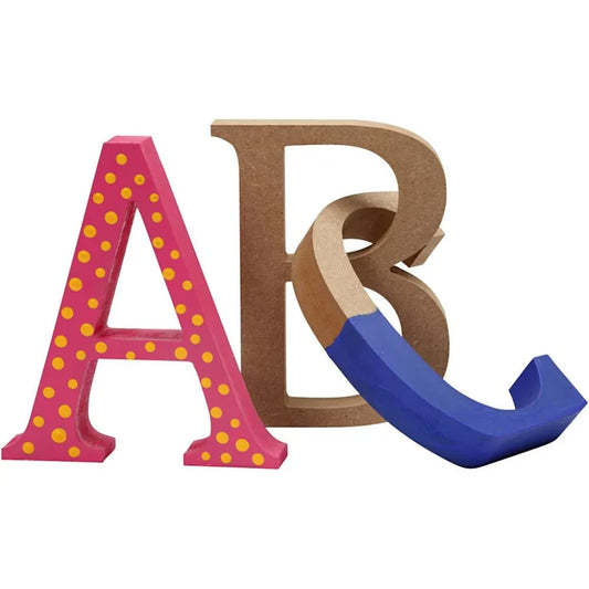 Wooden Letters 8cm MDF Capital Letters Numbers & Symbols for Crafts Free Standing