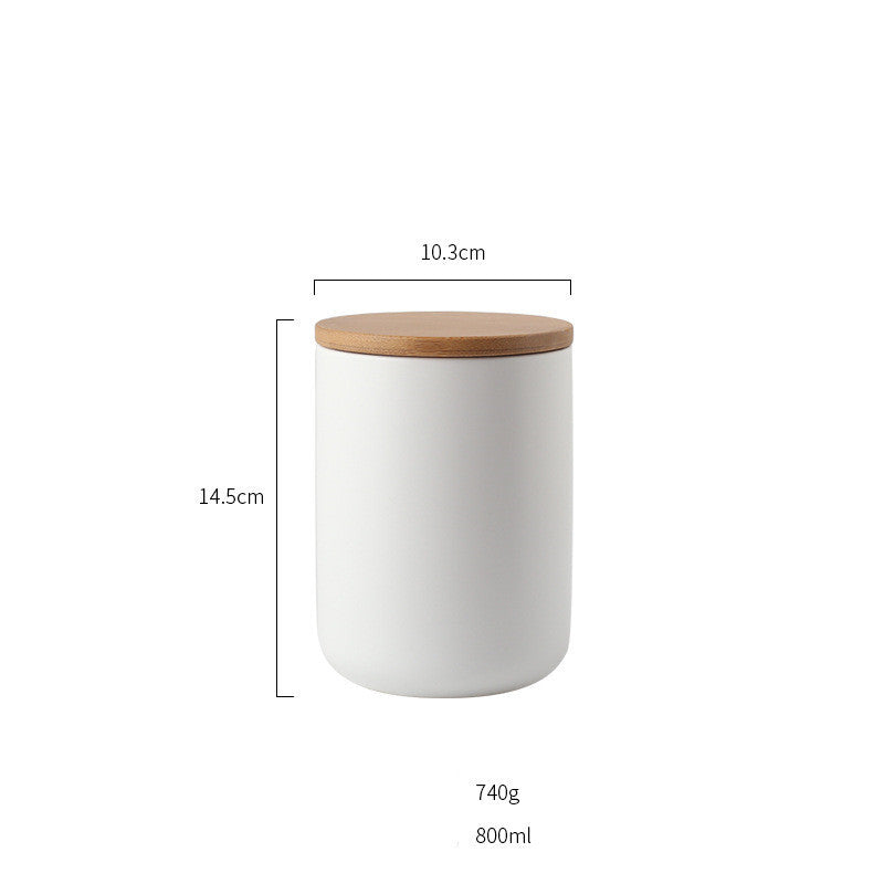 Wooden Lid Sealed Ceramic Storage Jar, Kitchen Accessories