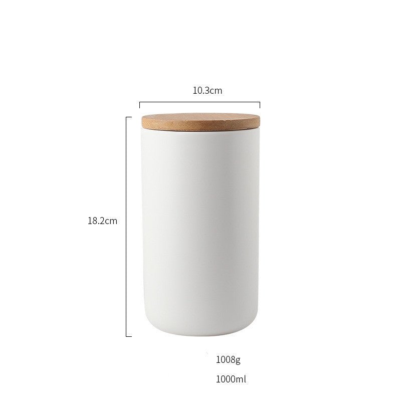Wooden Lid Sealed Ceramic Storage Jar, Kitchen Accessories