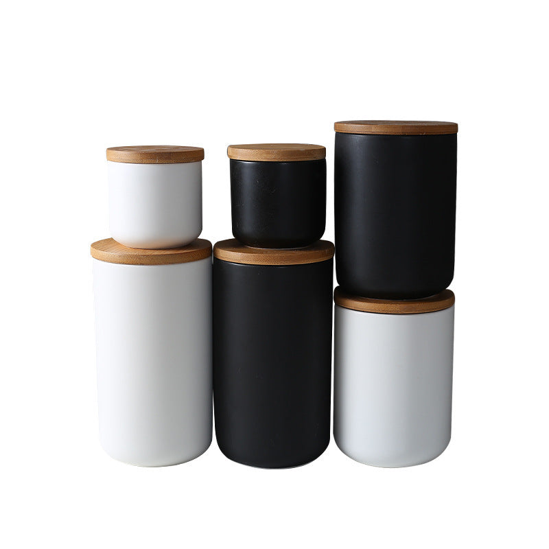 Wooden Lid Sealed Ceramic Storage Jar, Kitchen Accessories