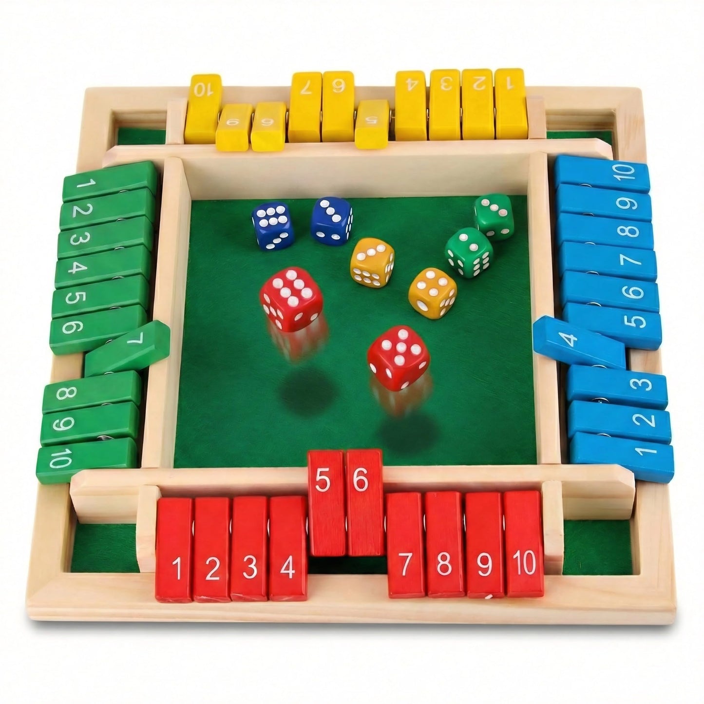 Wooden Shut The Box Dice Game - 2-4 Player Deluxe Family Math Toy