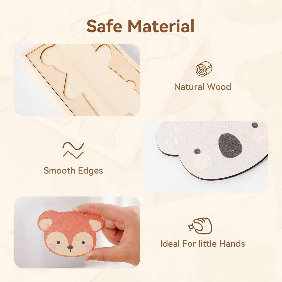 WOODEN TEETHER: Wooden Animal Dress-Up Puzzle for Ages 3+ | 21 Pieces + Storage Box