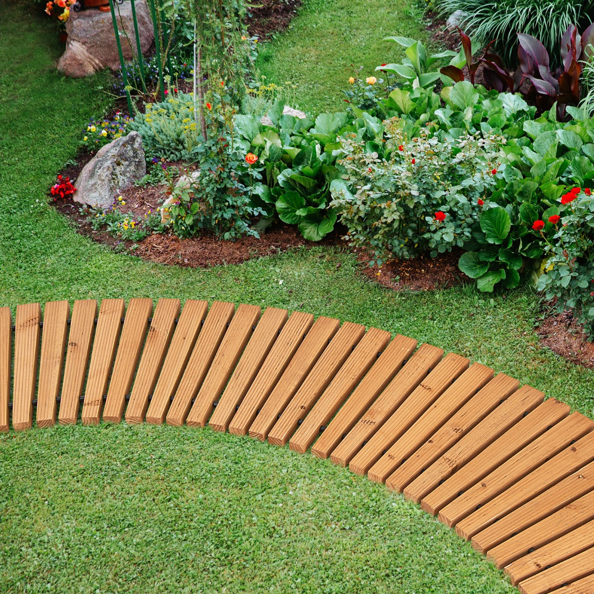 Roll-Out Garden Pathway with Non-slip Surface and Plastic Sheath