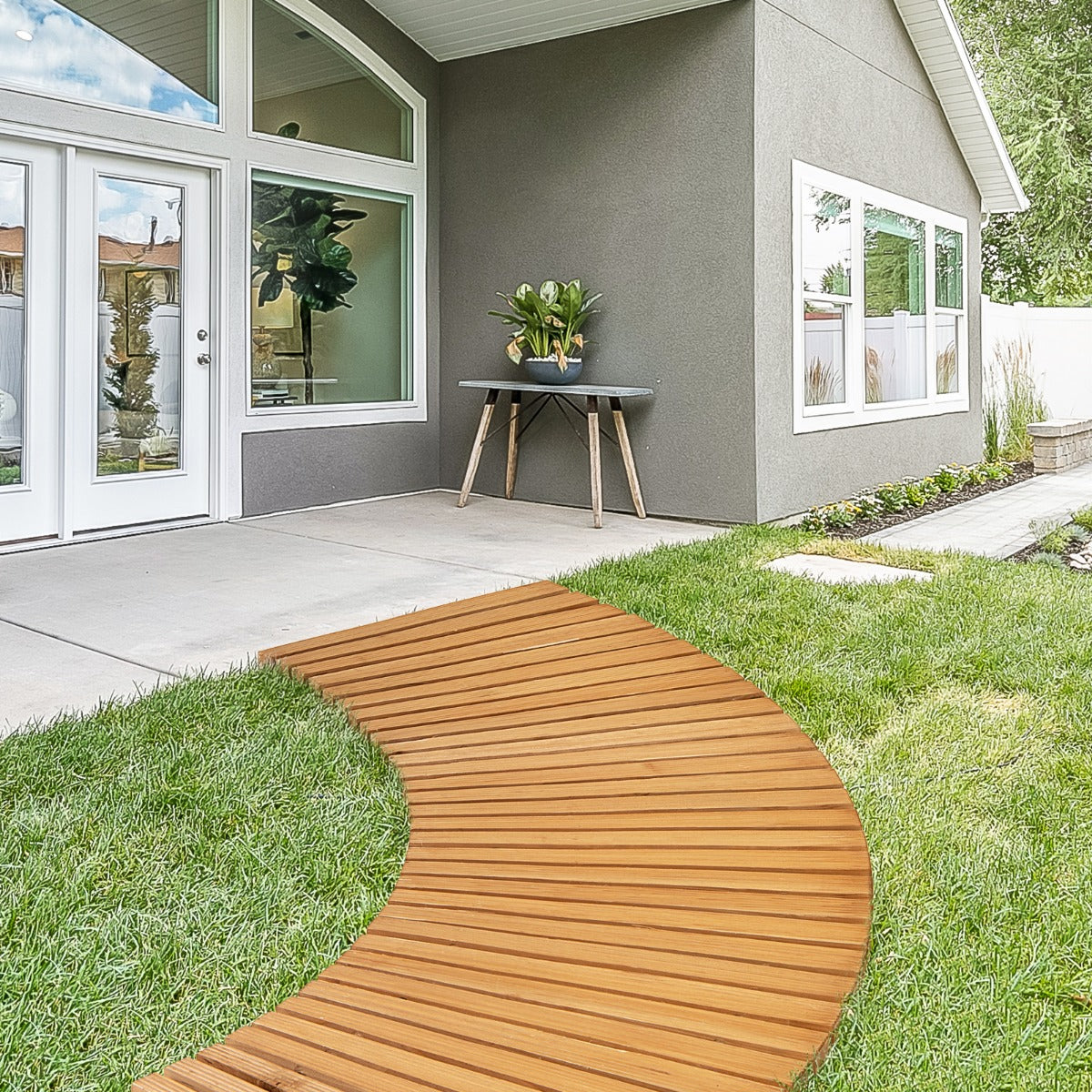 Roll-Out Garden Pathway with Non-slip Surface and Plastic Sheath
