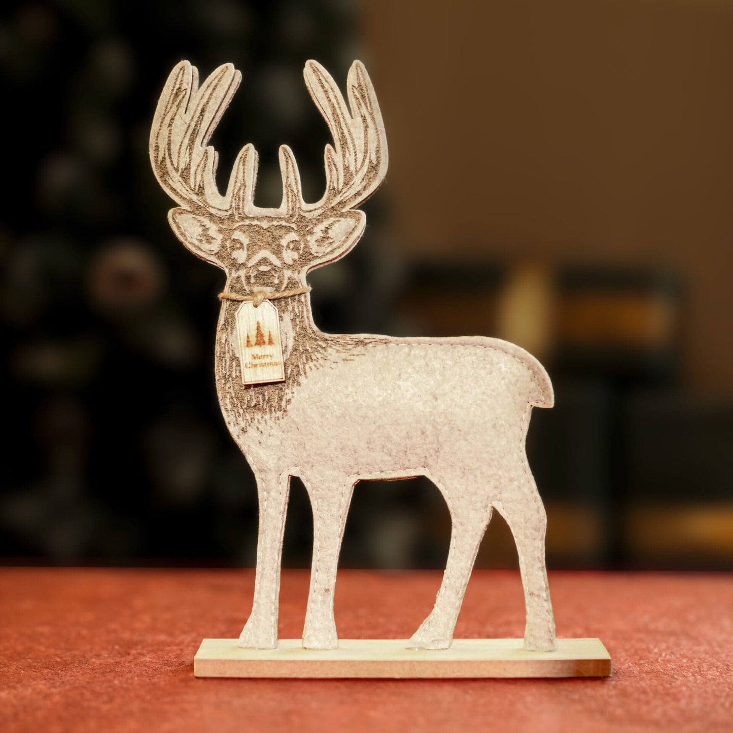 30cm Wooden Reindeer Christmas Decoration Rustic Ornament