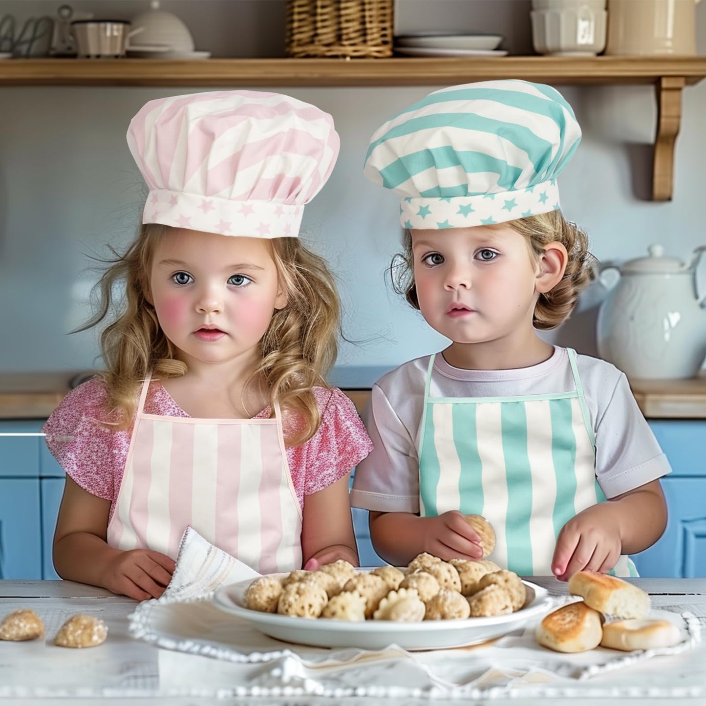 WoodenEdu Kid Apron & Chef Hat Set (Pink) – 3-Piece Kids Cooking Kit