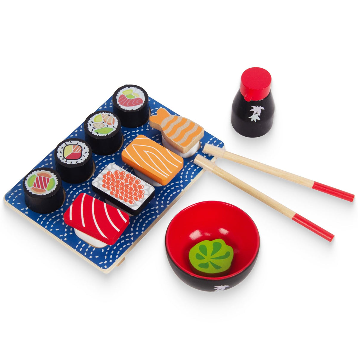 WoodenEdu Sushi Slicing Play Set – Wooden Pretend Sushi for Kids 3+ | Safe, Eco-Friendly Kitchen Toys