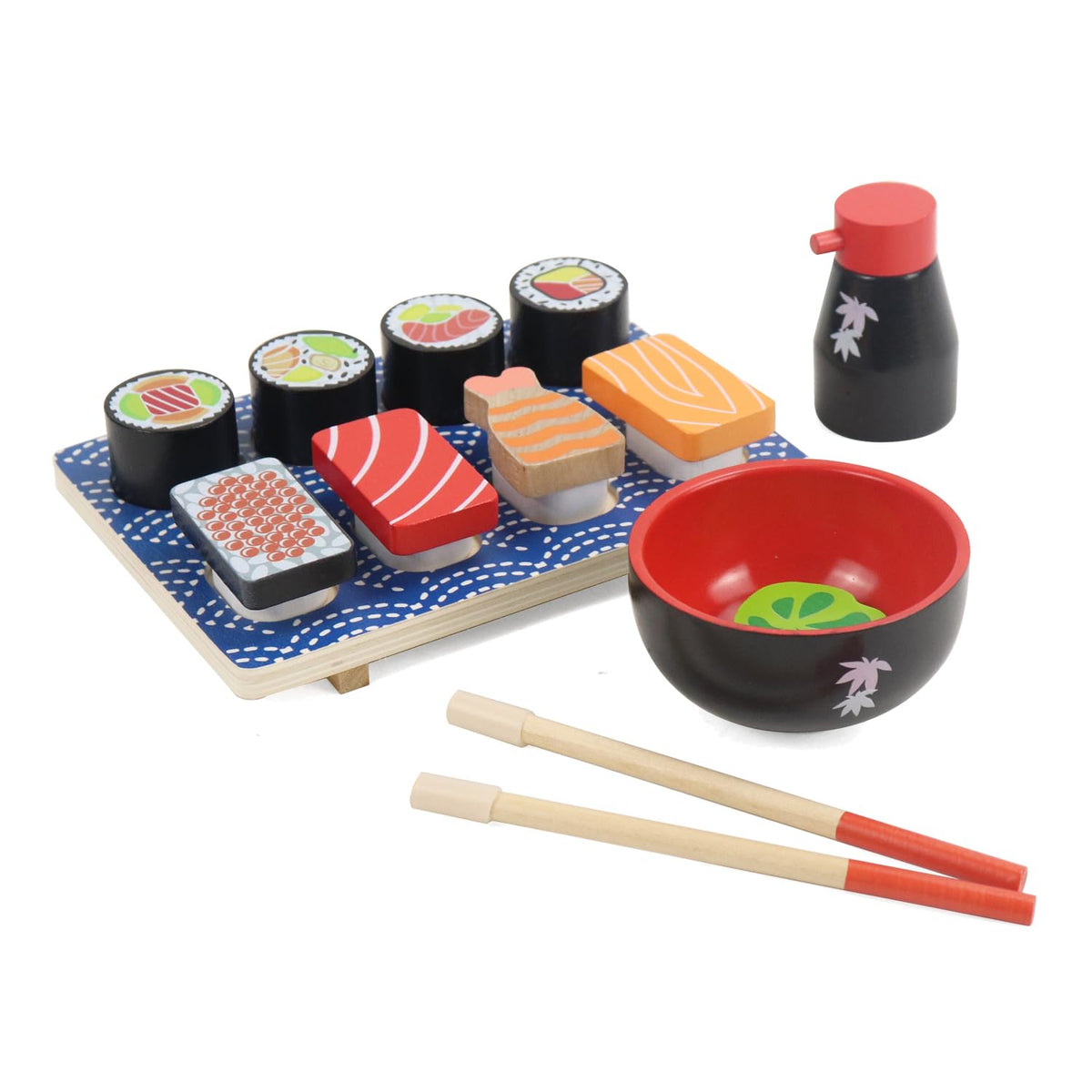 WoodenEdu Sushi Slicing Play Set – Wooden Pretend Sushi for Kids 3+ | Safe, Eco-Friendly Kitchen Toys