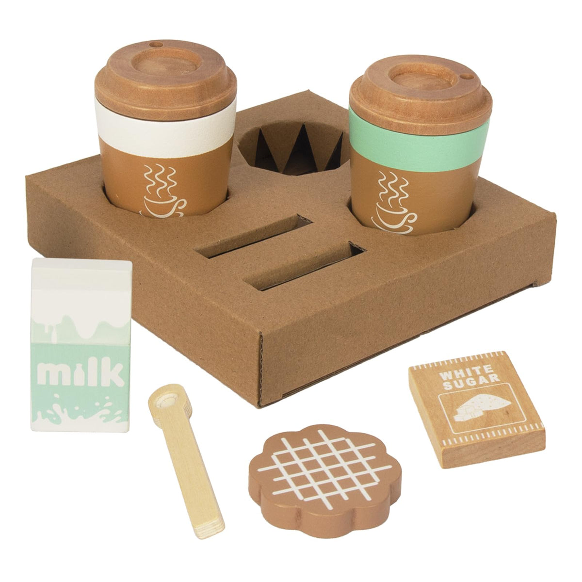 WOODENFUN Pretend Play Coffee Cup Toys — Wooden Kitchen Accessories for Kids