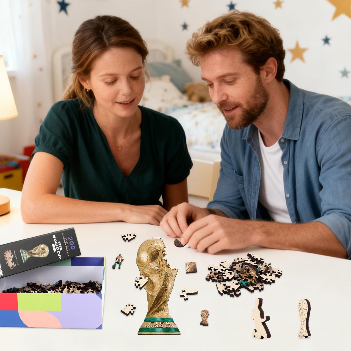 WOODLUX Official FIFA World Cup 2026 Trophy Puzzle – 200 Pieces, 5mm Wood