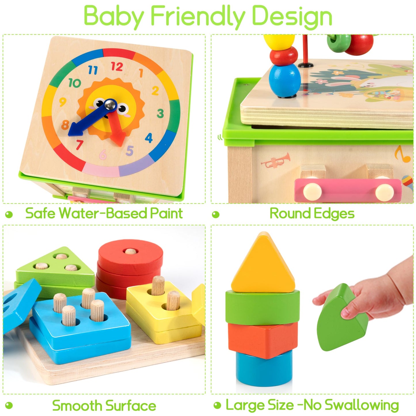 WOODMAM Wooden 7-in-1 Activity Cube | Montessori Toys for Toddlers 1-3