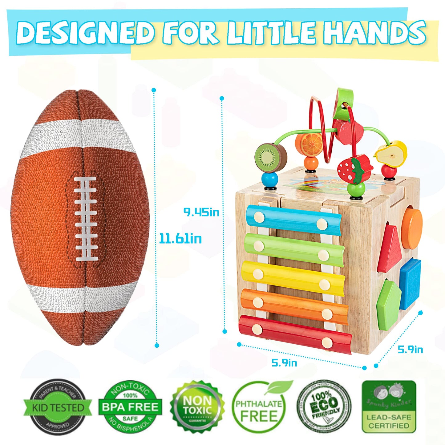 WOODMAM Bravmate 8-in-1 Wooden Activity Cube for Toddlers (18m+) | Montessori Learning Toy