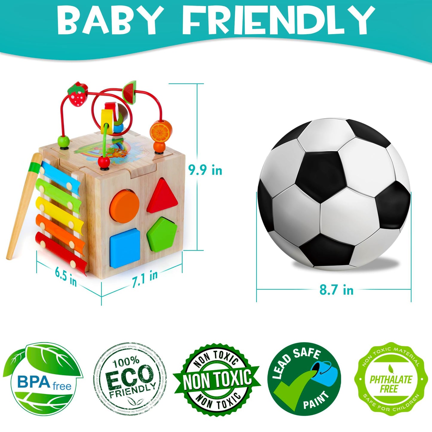 WOODMAM HELLOWOOD: 8-in-1 Montessori Wooden Activity Cube for Toddlers