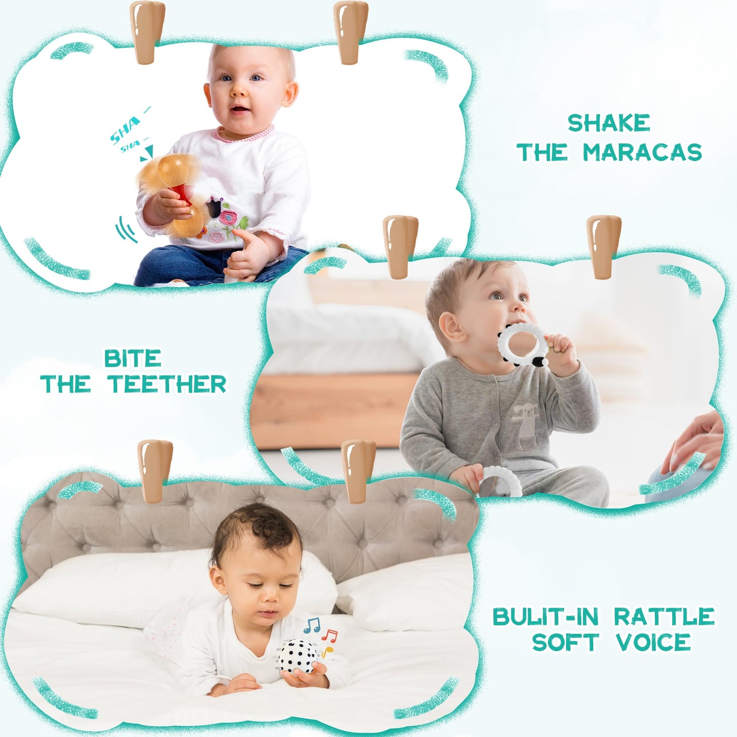 WOODMAM Montessori Toys for Babies 0-6 Months | 9-in-1 Learning & Sensory Set