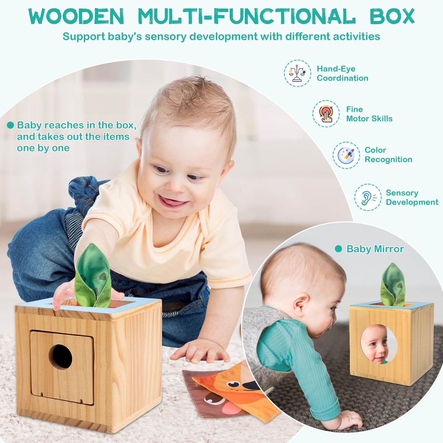 WOODMAM Montessori Toys for Babies 0-6 Months | 9-in-1 Learning & Sensory Set