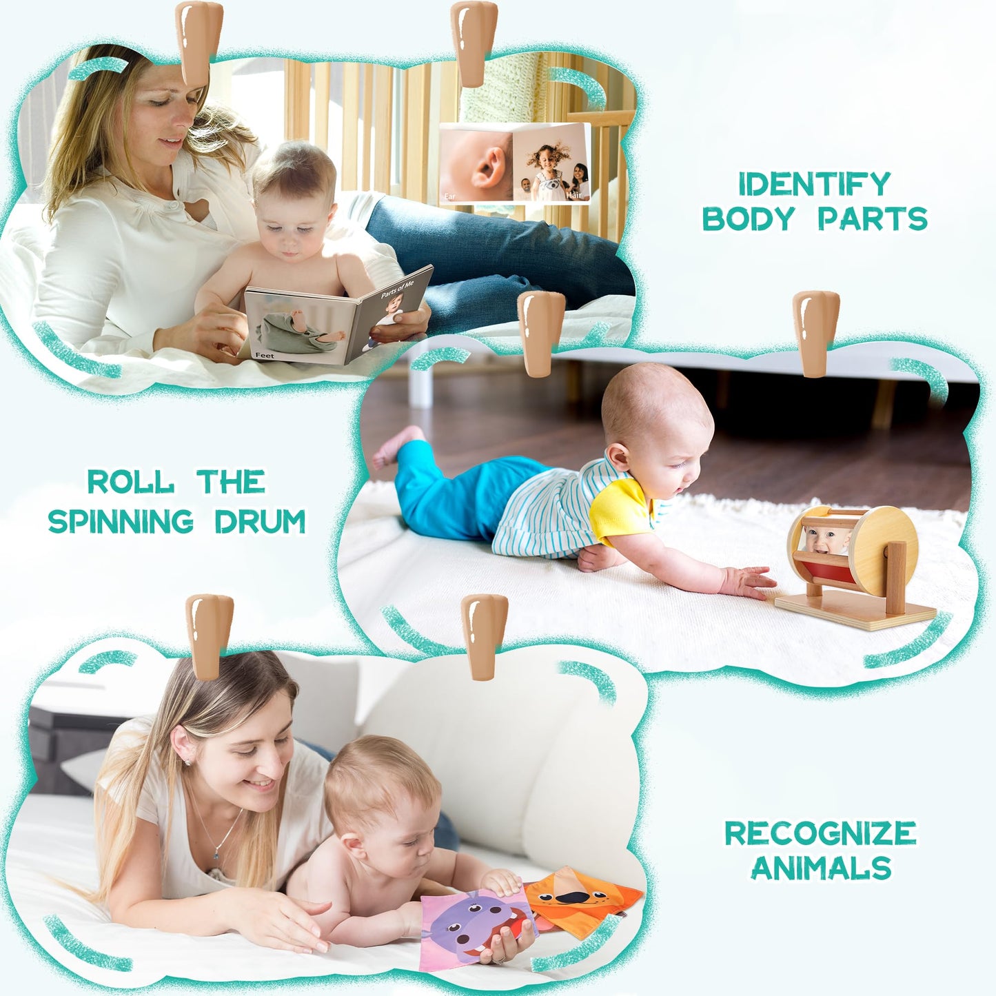 WOODMAM Montessori Toys for Babies 0-6 Months | 9-in-1 Learning & Sensory Set