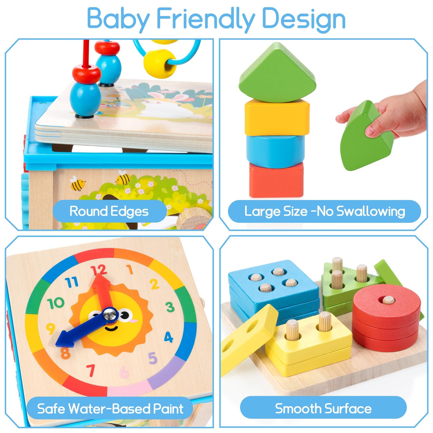 WOODMAM Wooden 7-in-1 Activity Cube for Toddlers | Montessori Toy & Learning Gift for 1-Year-Olds