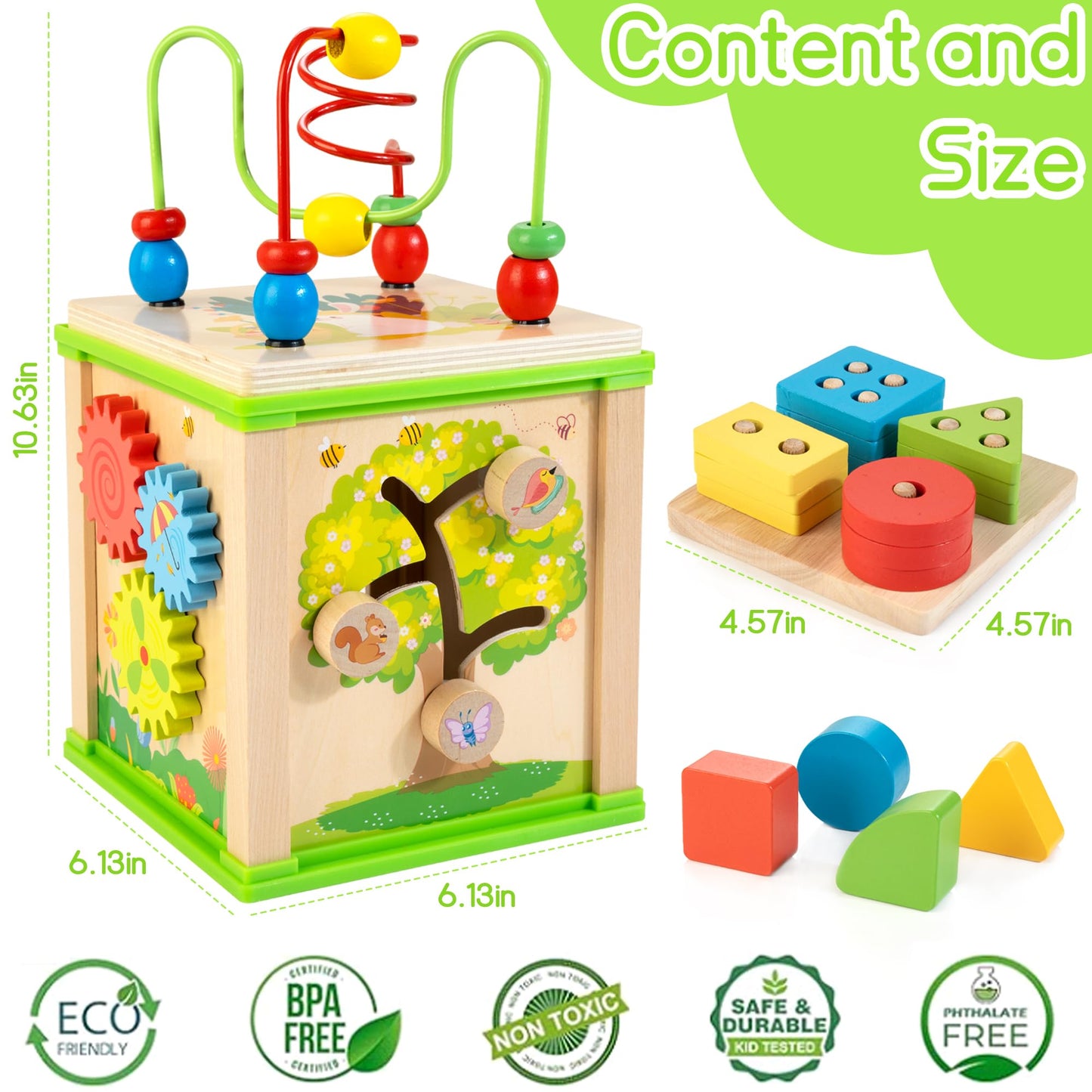 WOODMAM Wooden 7-in-1 Activity Cube | Montessori Toys for Toddlers 1-3