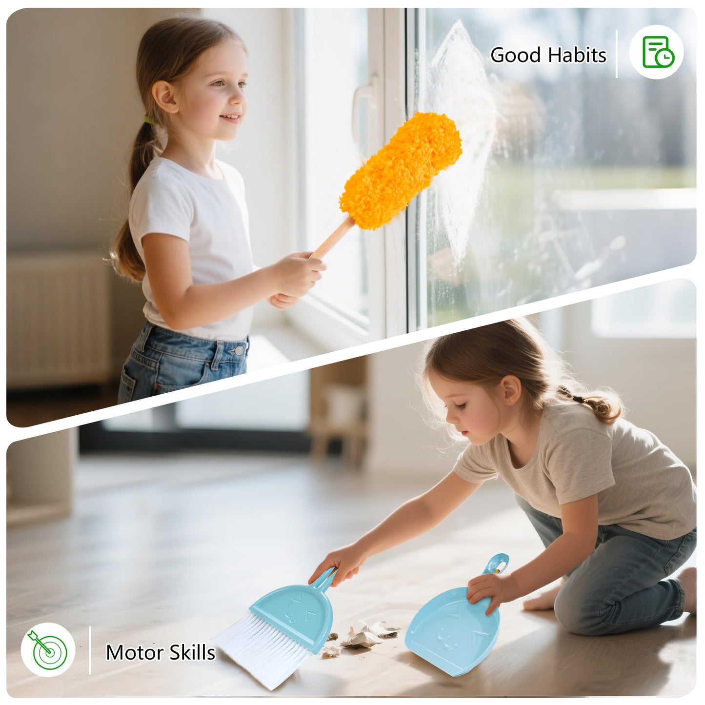 WOODMAM Wooden Kids Cleaning Set with Spray Mop – Montessori Pretend Play