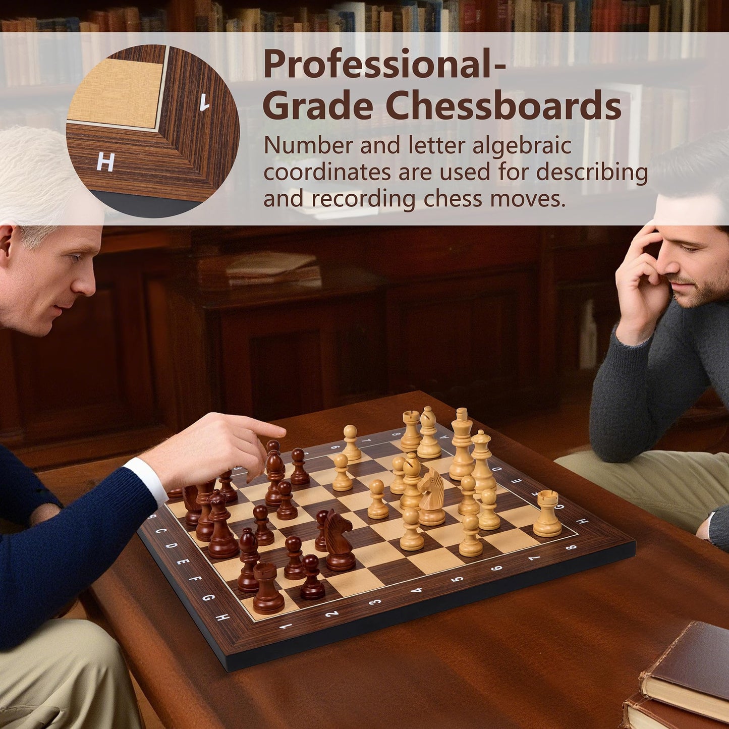 Woodronic 16 Inch Wooden Chess Board – Premium Tournament Board with Notation