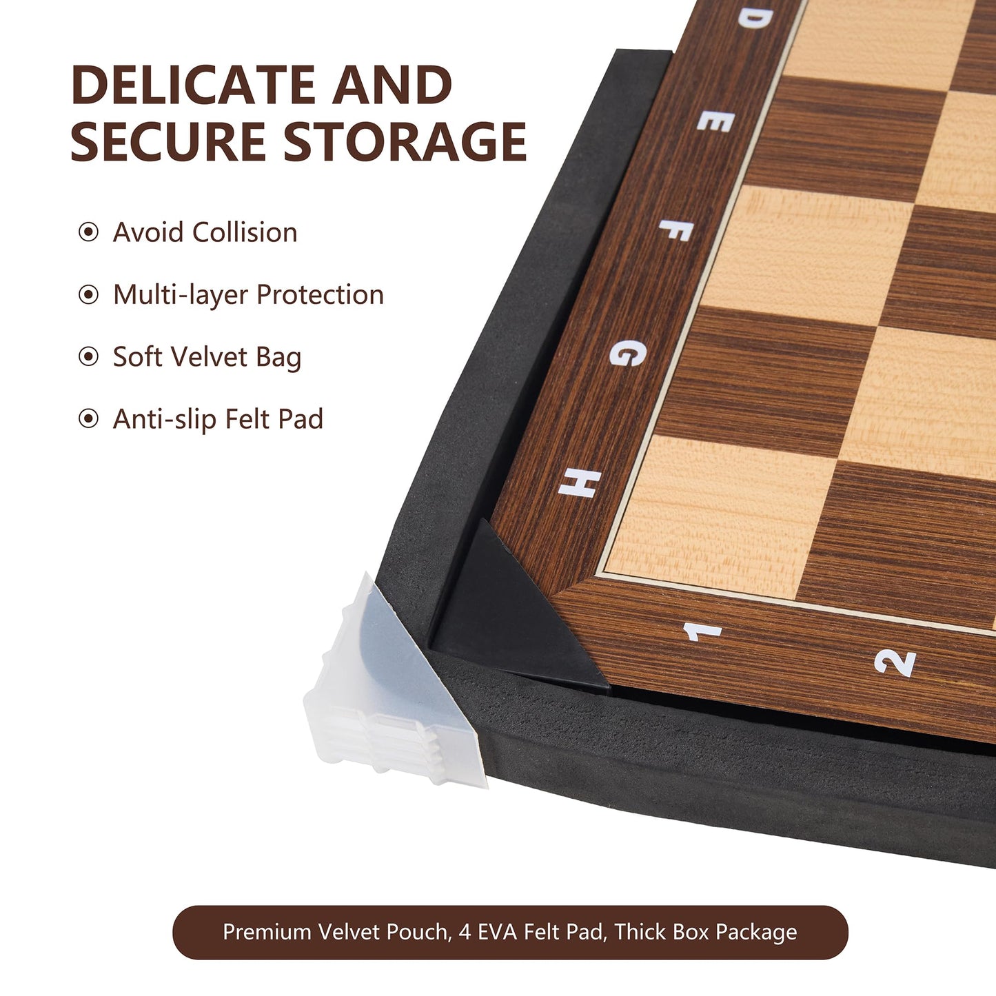 Woodronic 16 Inch Wooden Chess Board – Premium Tournament Board with Notation