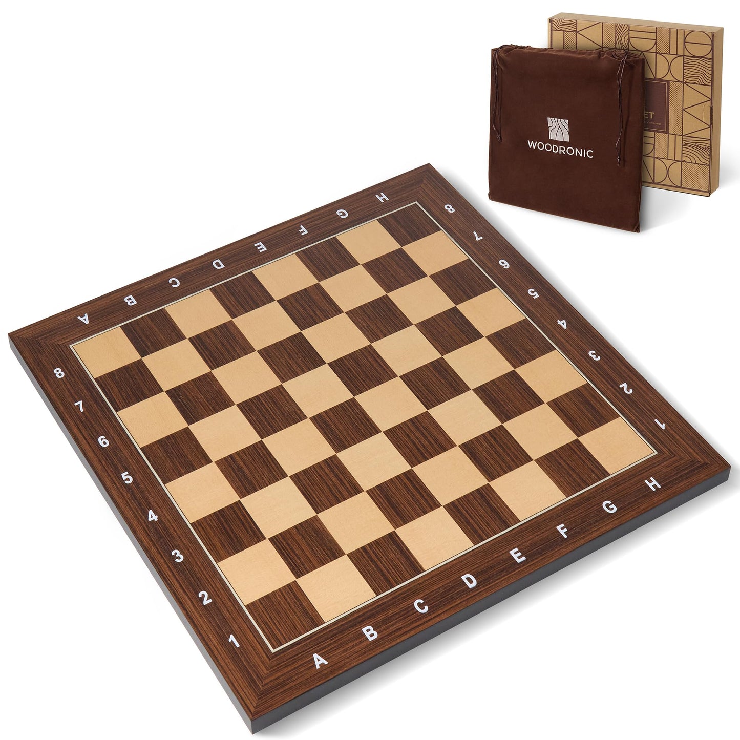 Woodronic 16 Inch Wooden Chess Board – Premium Tournament Board with Notation