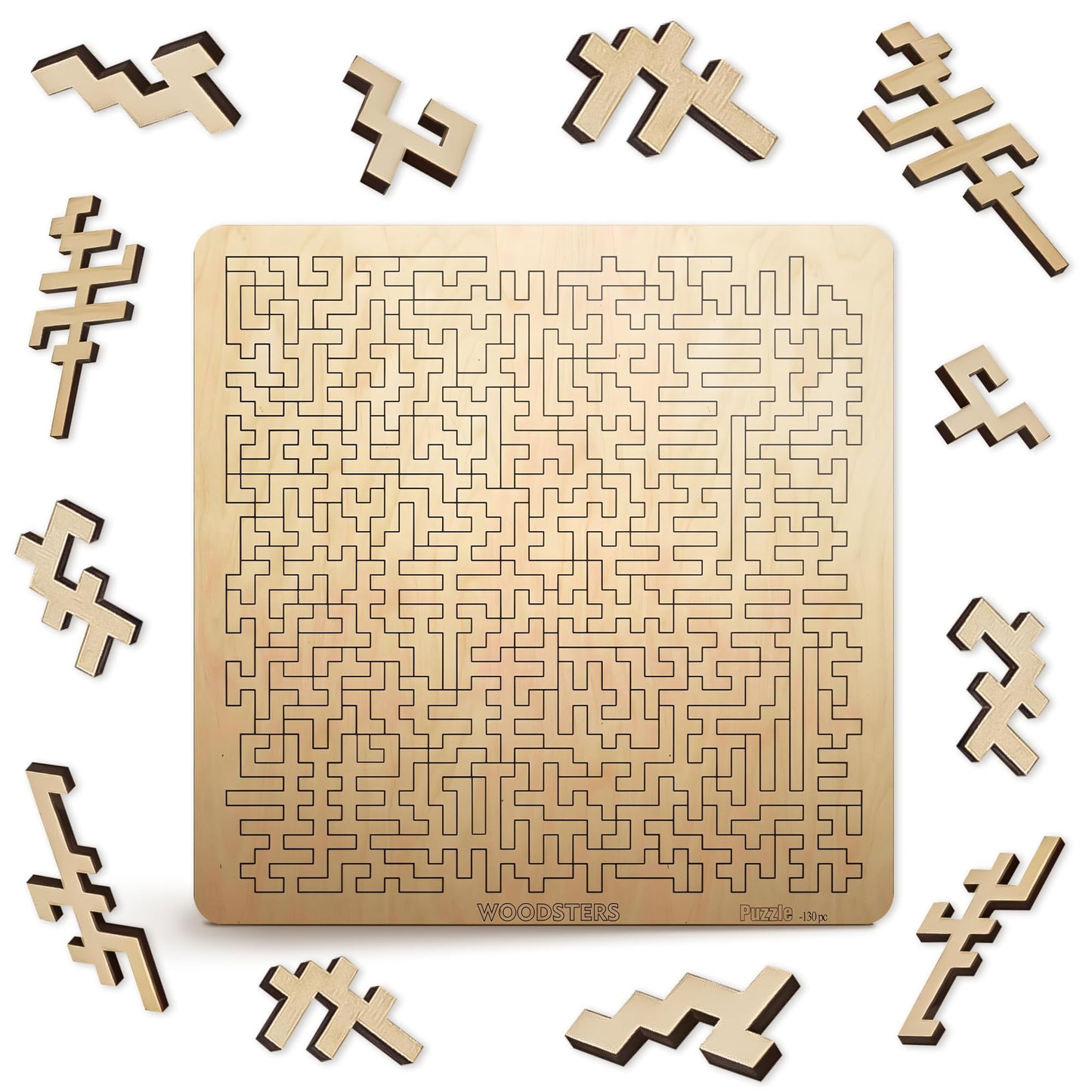 WOODSTERS Mind Bending Wooden Jigsaw Puzzle – Aztec Labyrinth, 130 Pieces | Advanced Hard Puzzle for Adults