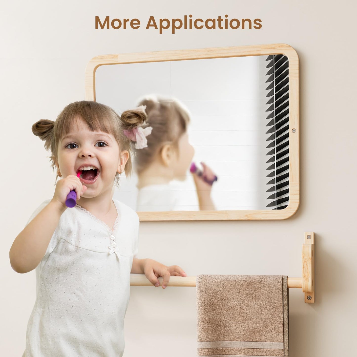 Woodtoe Montessori Mirror with Bar - Adjustable Pull-Up Toy for 6-18 Months