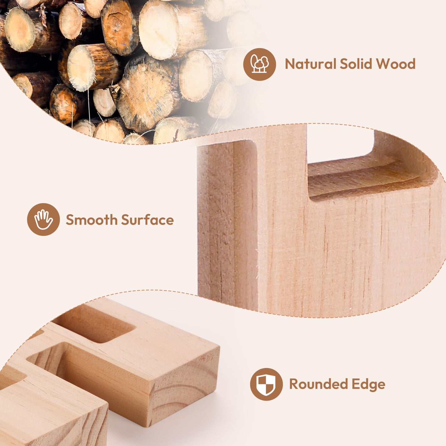 Woodtoe Wooden Building Blocks Set – 24 Rainbow Gem Cubes, Montessori STEM Toy for Toddlers 3-6