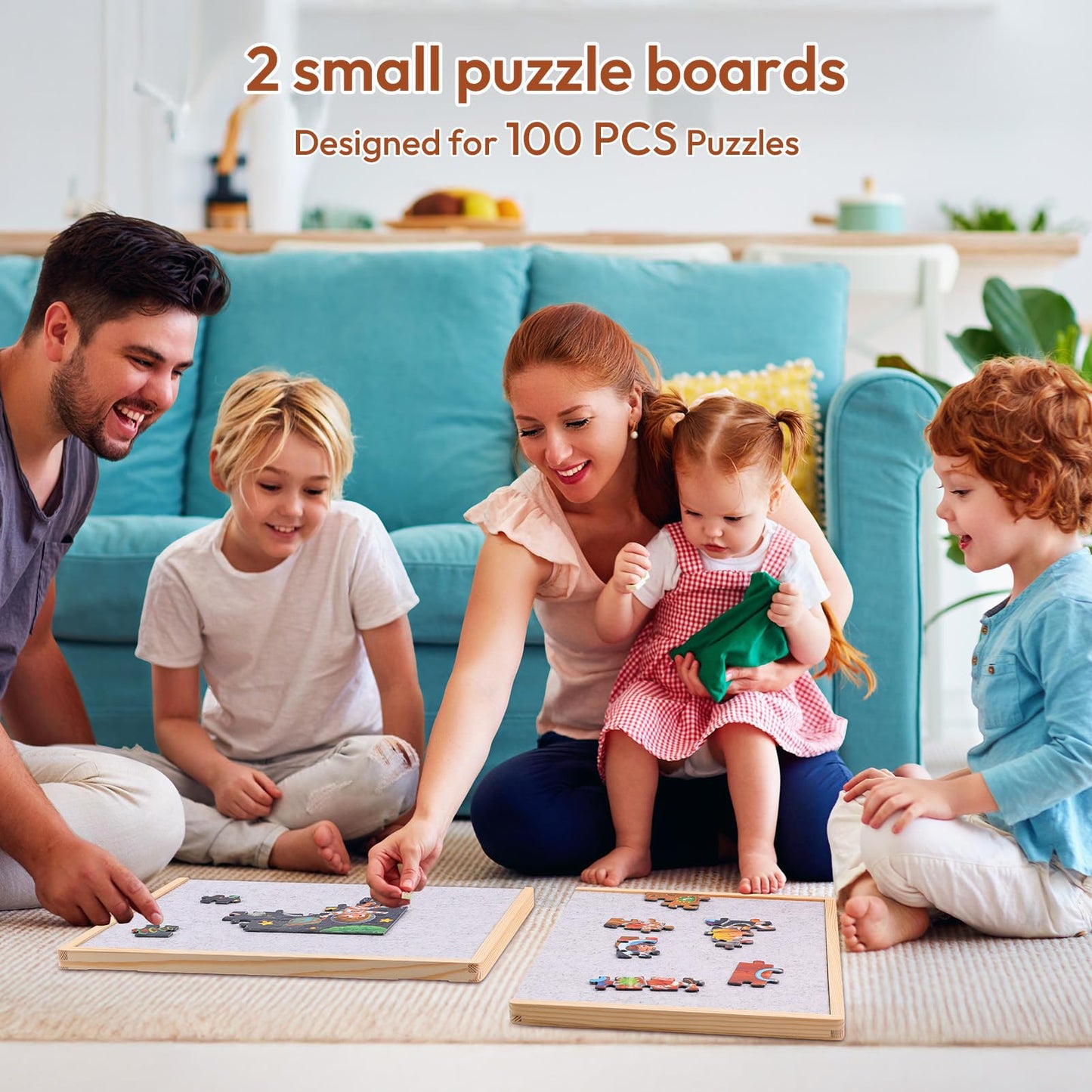Woodtoe Small Puzzle Board – 2-in-1 Puzzle Tray for 100–Piece to 500-Piece Sets | Portable Pine Frame