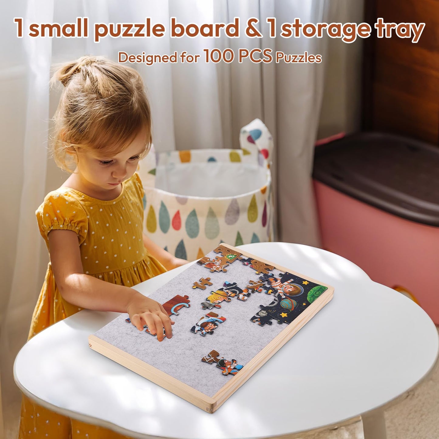 Woodtoe Small Puzzle Board – 2-in-1 Puzzle Tray for 100–Piece to 500-Piece Sets | Portable Pine Frame