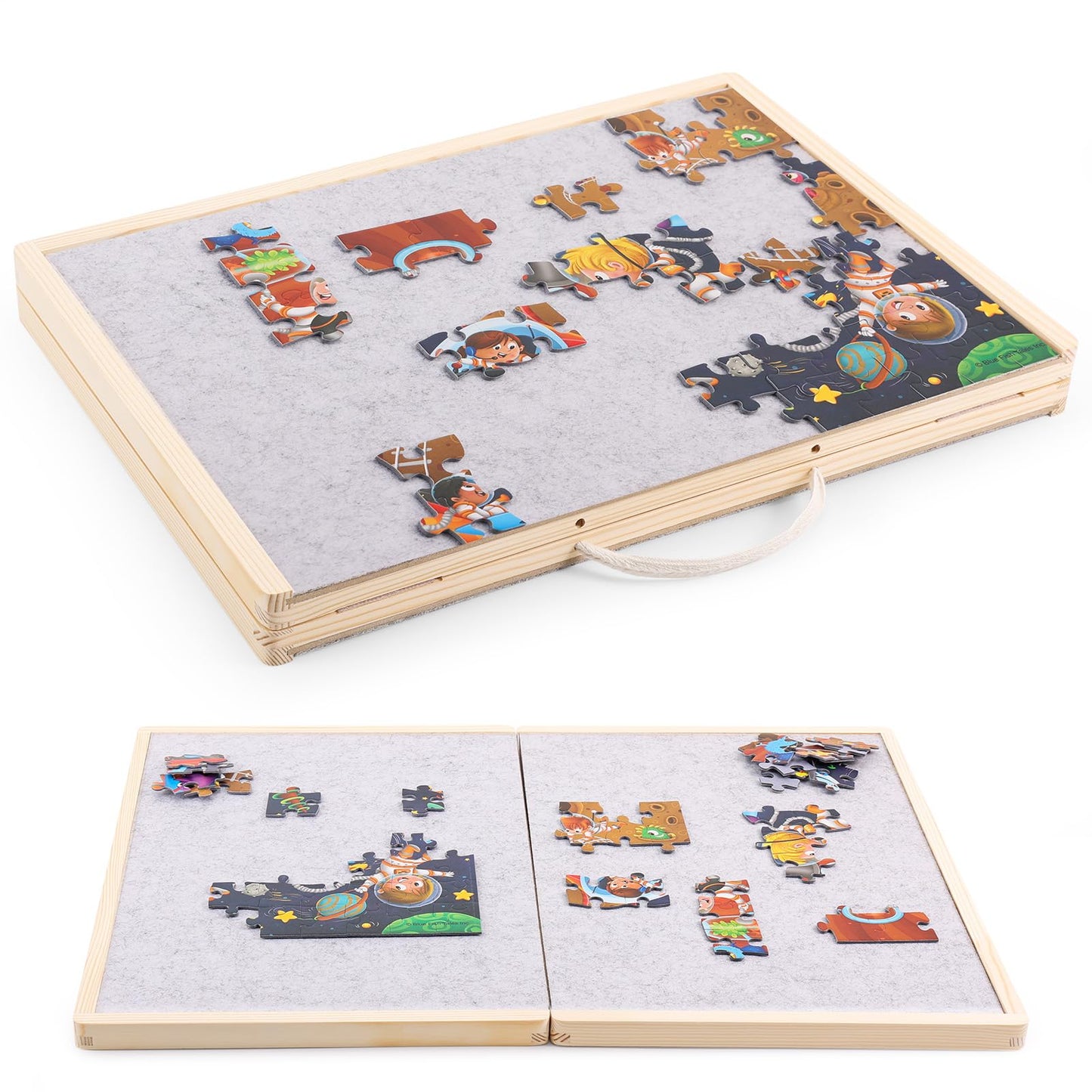 Woodtoe Small Puzzle Board – 2-in-1 Puzzle Tray for 100–Piece to 500-Piece Sets | Portable Pine Frame