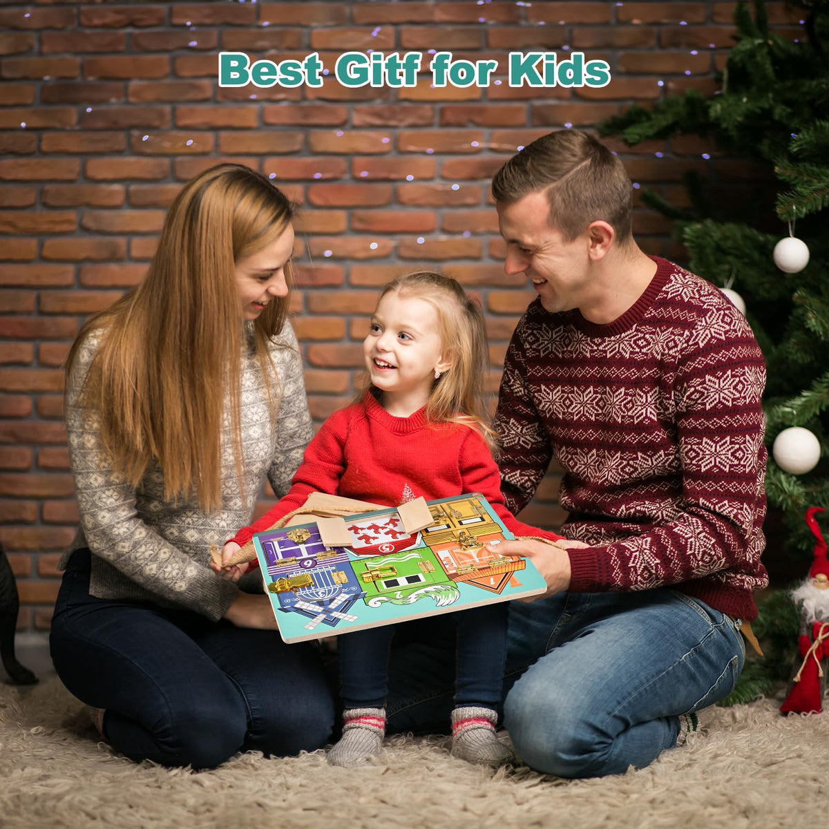 WoodTrove Wooden Activity Board – Montessori Busy Board for Toddlers 3+