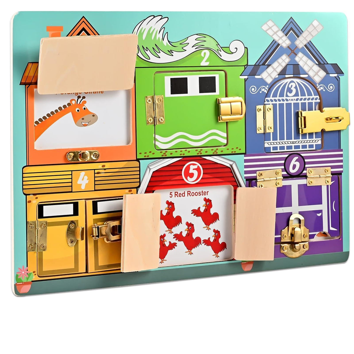 WoodTrove Wooden Activity Board – Montessori Busy Board for Toddlers 3+