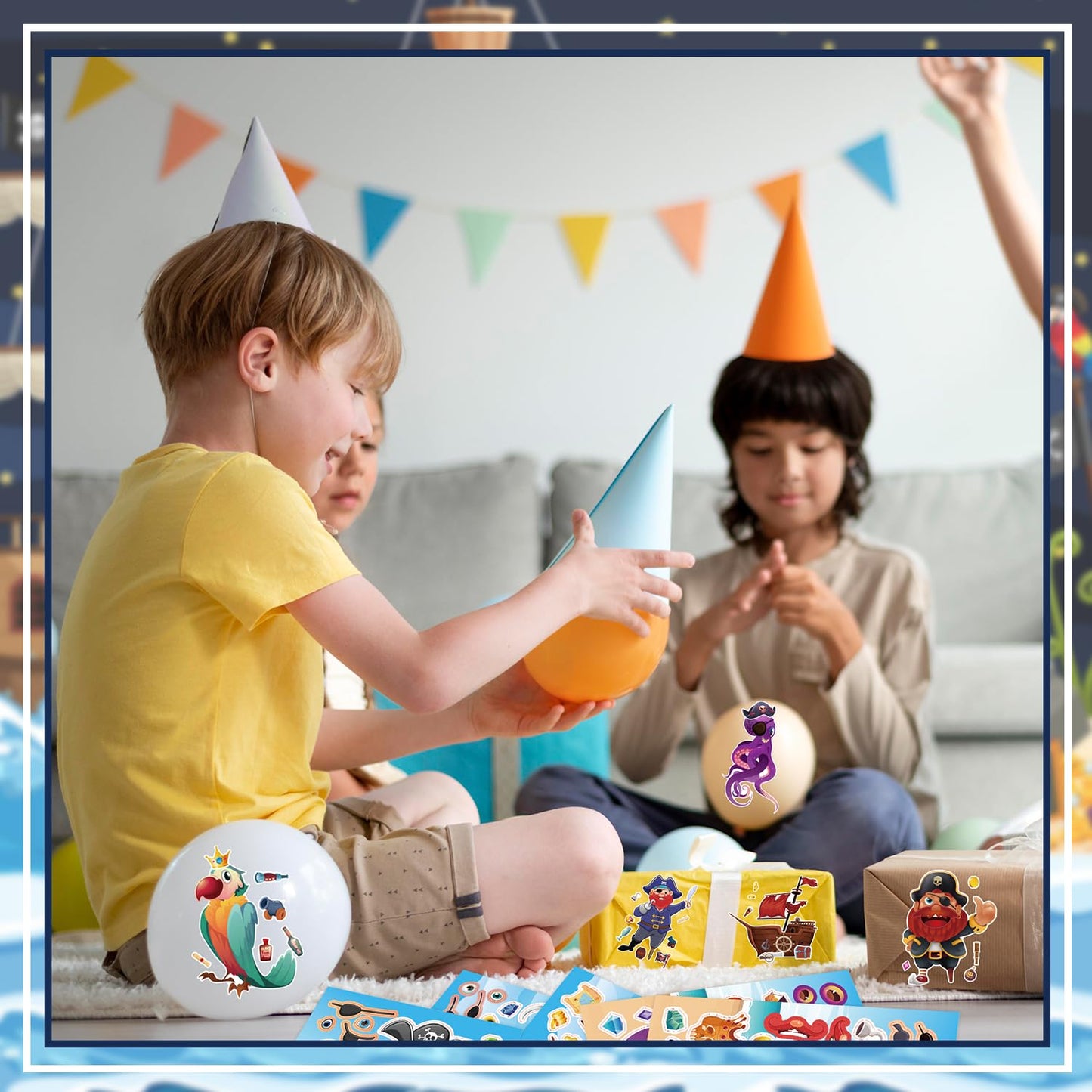 Woohookaka 24 Sheets Make Your Own Pirate Stickers for Kids – Party Favors & Classroom Crafts