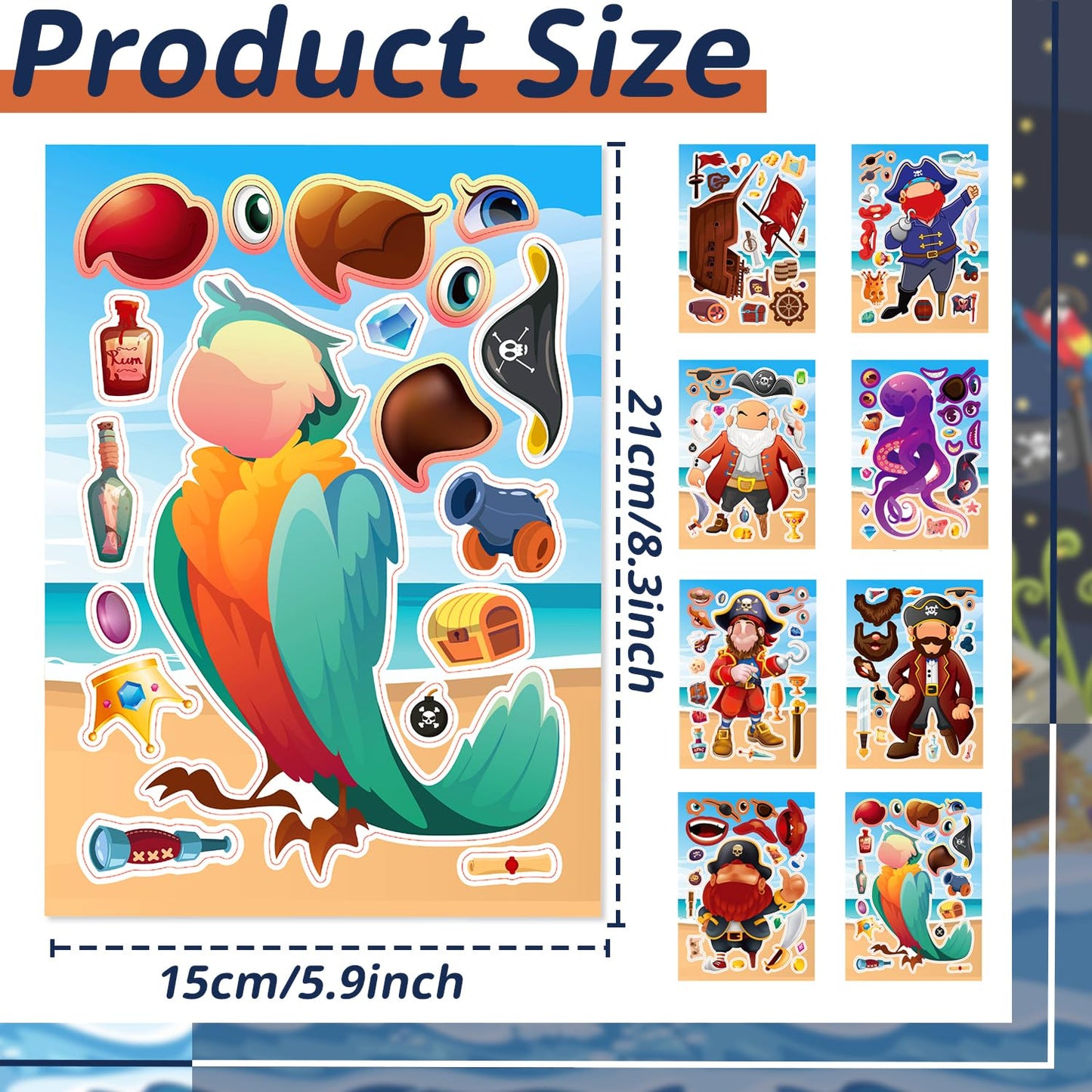 Woohookaka 24 Sheets Make Your Own Pirate Stickers for Kids – Party Favors & Classroom Crafts