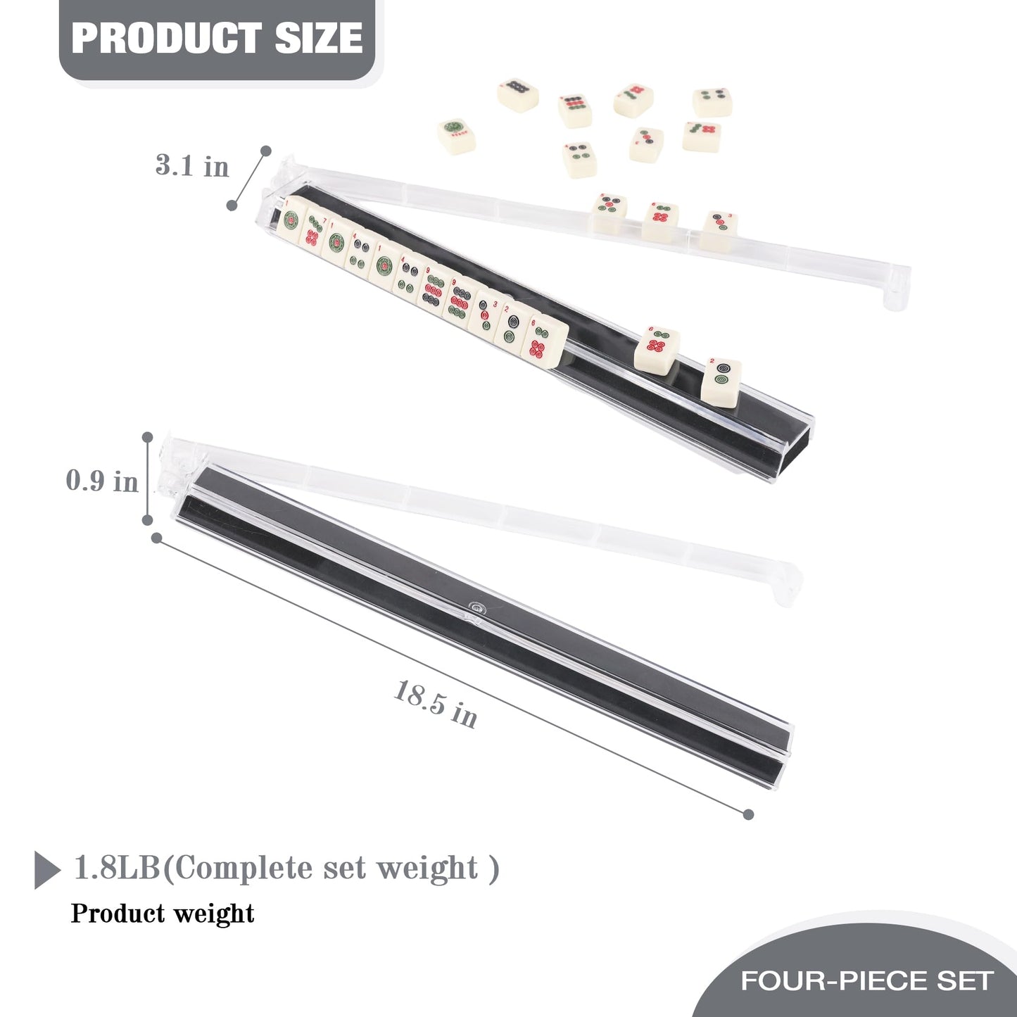 WOOIIROM Mahjong Racks with Pushers – Anti-Slip, Ergonomic, Portable 4-Pack (Transparent)