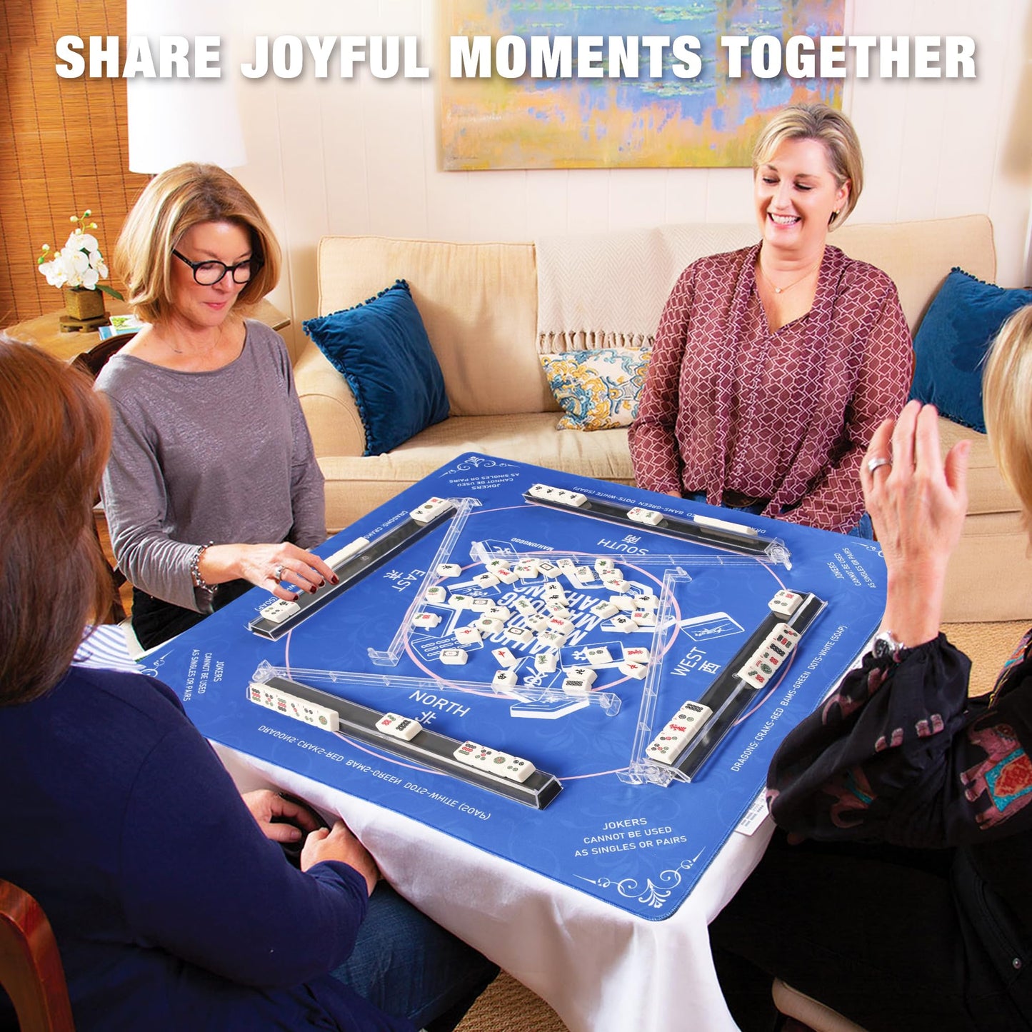 WOOIIROM Mahjong Racks with Pushers – Anti-Slip, Ergonomic, Portable 4-Pack (Transparent)