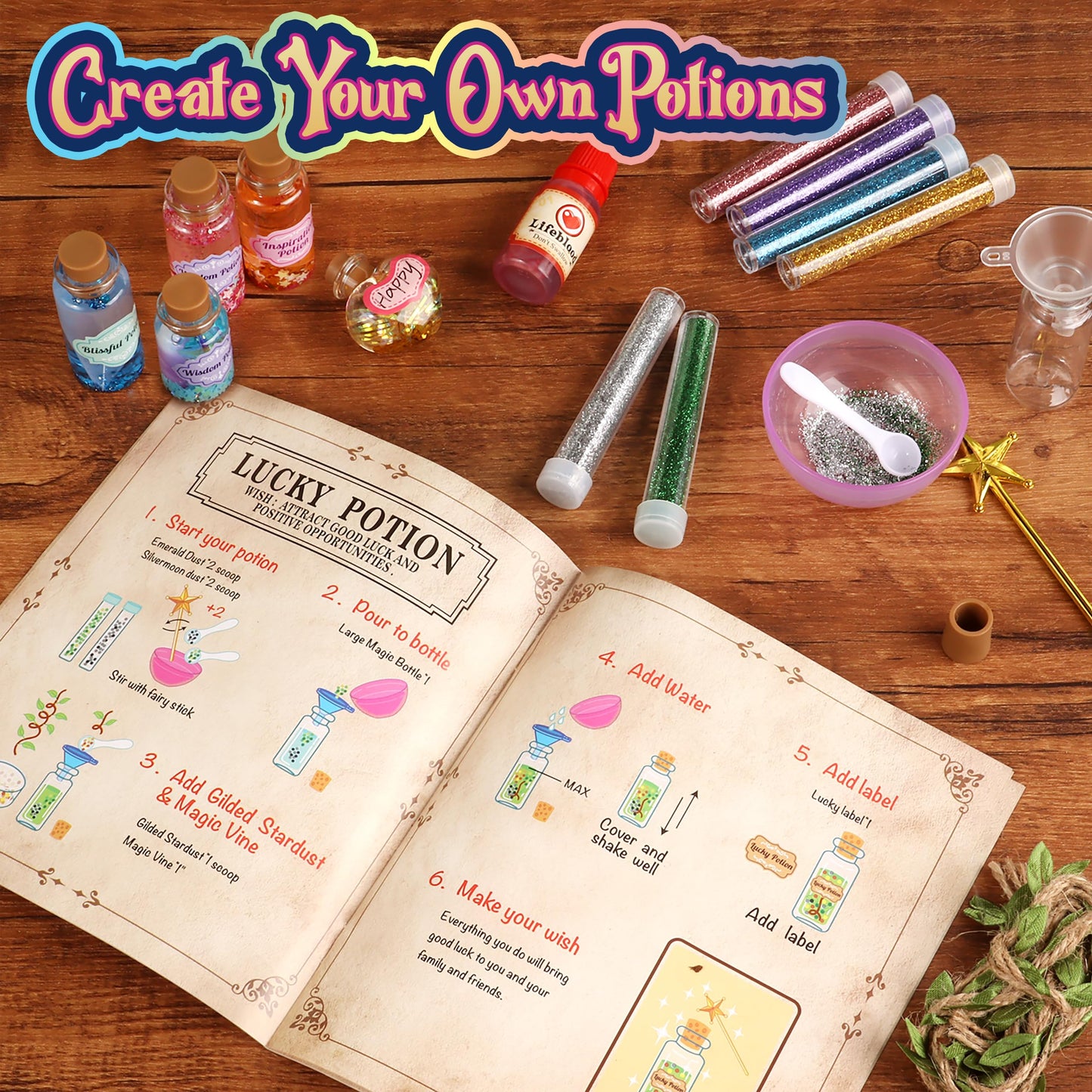 Wookidel Fairy Magic Craft Kit for Kids — 20 Potion Bottles, Fairy Potions Making Craft Kit Gift