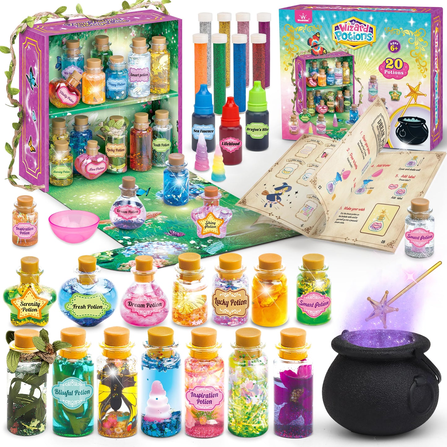 Wookidel Fairy Magic Craft Kit for Kids — 20 Potion Bottles, Fairy Potions Making Craft Kit Gift