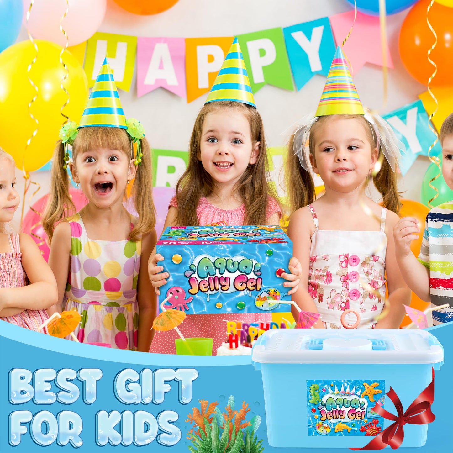 Wookidel Magic Water Elf Toy Kit — Aqua Fairy Gel Craft with 20 Gels & 10 Animal Molds