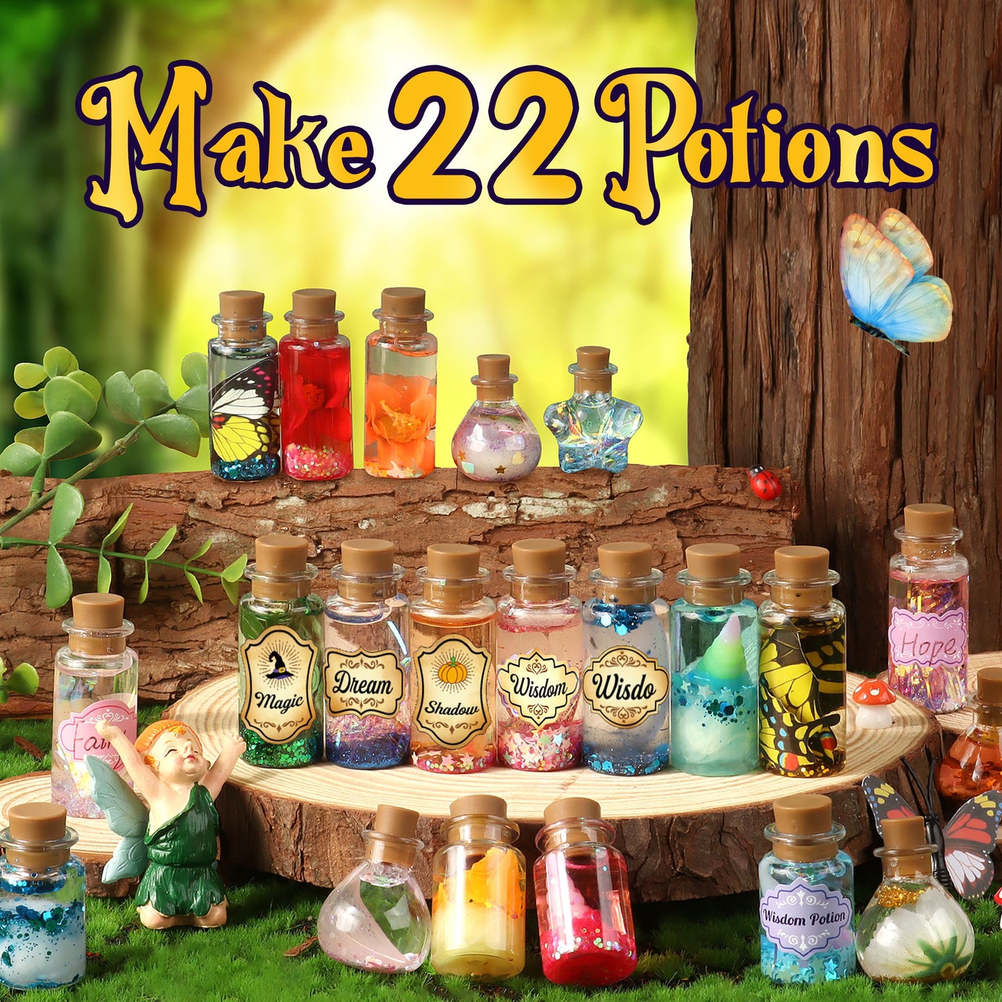 Wookidel Fairy Magic Kit for Kids — 22 Potion Bottles Craft Set