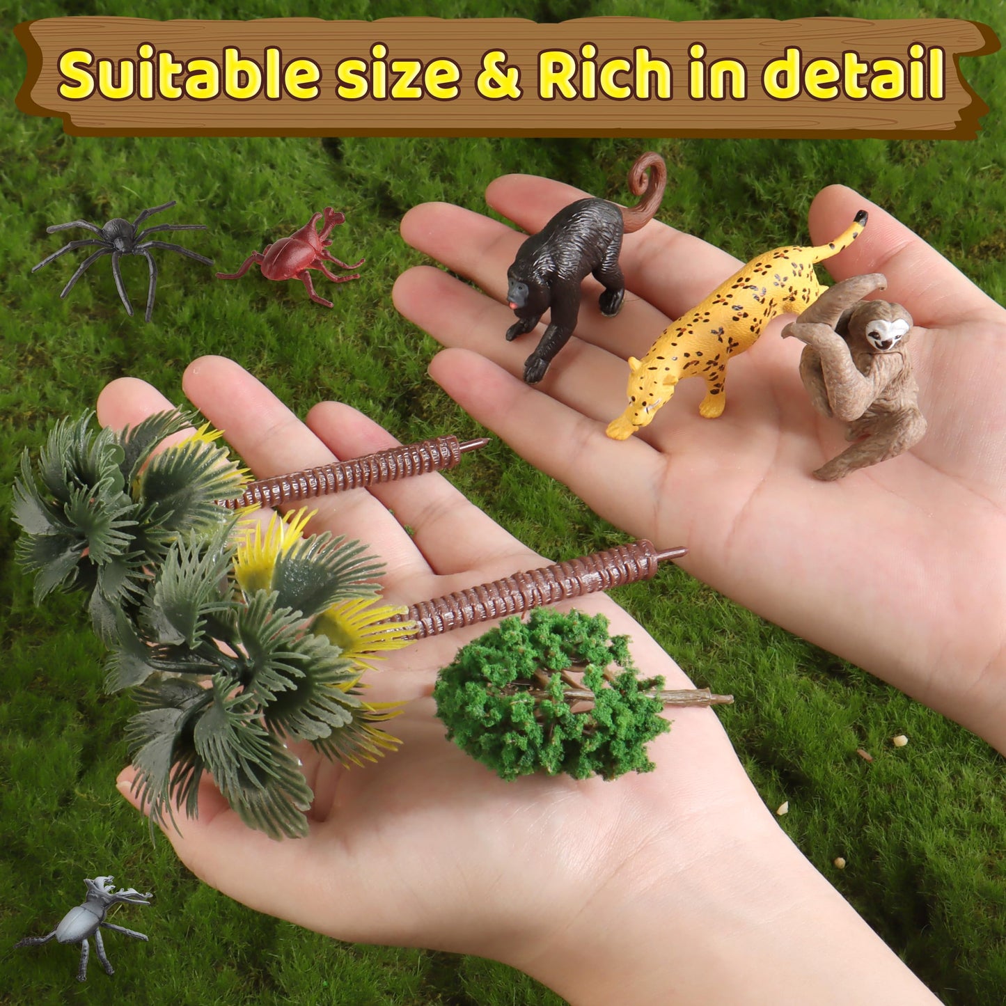 Wookidel 37Pcs Rainforest Animals Figures Set - Jungle Diorama Supplies for Kids